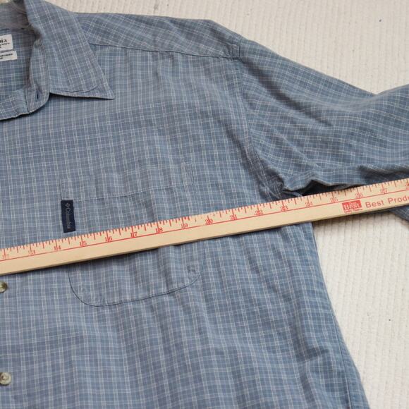 Columbia XL Short Sleeve Button-Up Shirt Blue Plaid Cotton - Picture 5 of 8